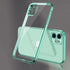 Luxury Plating Square Frame Silicone Transparent Case on For iPhone 11 12 13 14 15 Pro Max X XR XS Max 7 Plus Clear Back Cover